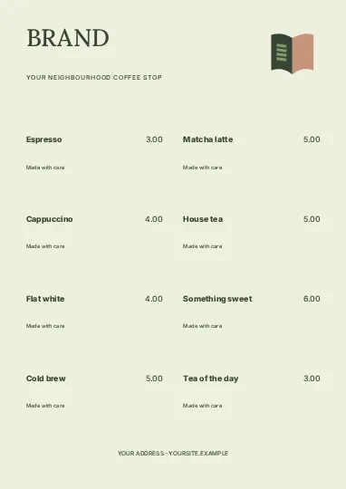 Coffee · Botanical menu template