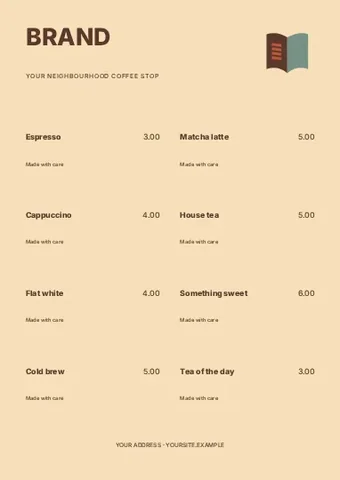 Coffee · Retro menu template