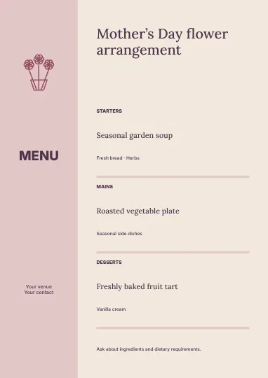 Mother’s Day flower arrangement · Sidebar menu template