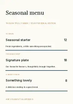Mother’s Day memory book · Structured menu template