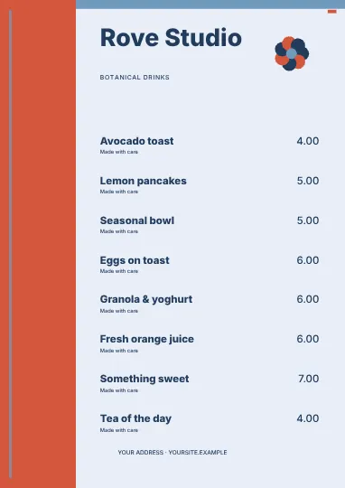 Botanical drinks · Modern 3 menu template