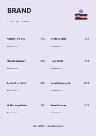 A taste of the coast · Orbit menu template