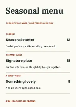 Fresh brunch favourites · Modern 2 menu template