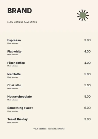 Slow morning favourites · Duotone menu template