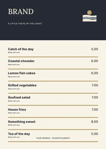 Coastal · Elegant menu template