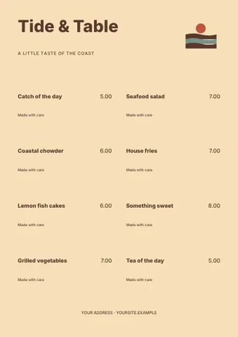 Coastal · Retro menu template