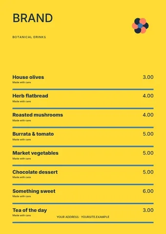 Botanical drinks · Gallery menu template