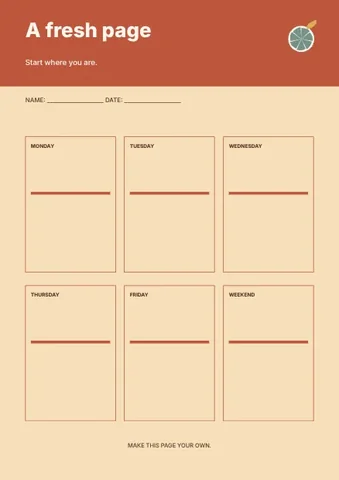 A fresh page · Retro planner template