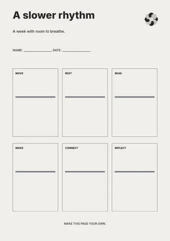 A slower rhythm · Monochrome planner template