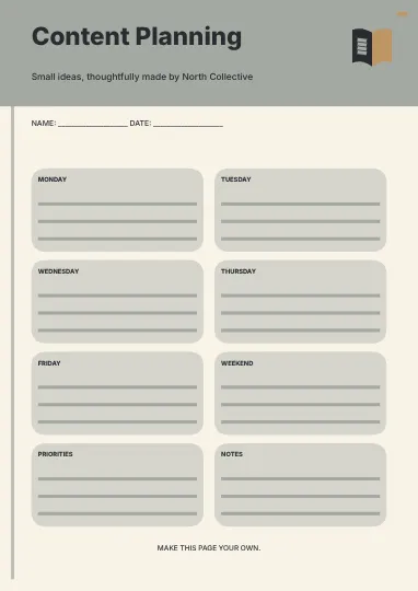 Content Planning · Medallion 2 planner template