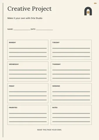 Creative Project · Signal planner template