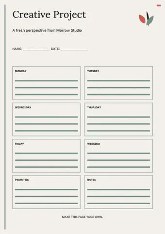 Creative Project · Signal 2 planner template