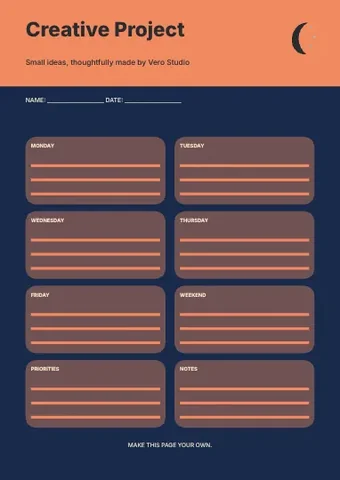 Creative Project · Typographic planner template