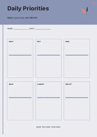 Daily Priorities · Classic planner template