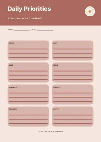 Daily Priorities · Frame planner template