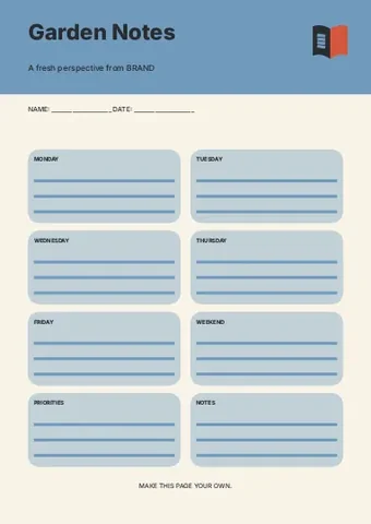 Garden Notes · Duotone planner template