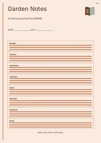Garden Notes · Terrace 2 planner template