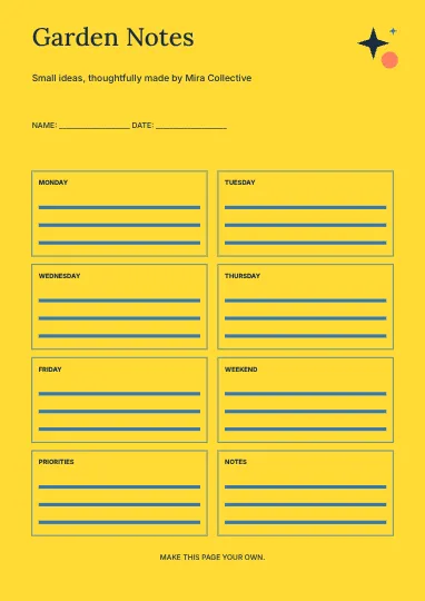 Garden Notes · Contour planner template