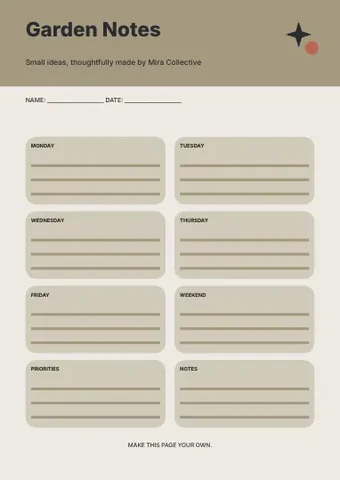 Garden Notes · Frame 2 planner template