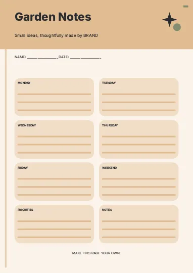 Garden Notes · Modern planner template