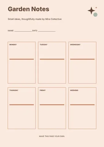 Garden Notes · Spectrum planner template