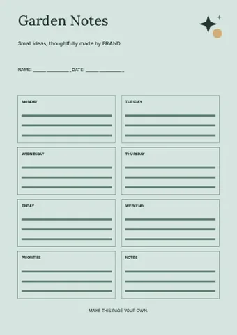 Garden Notes · Structured planners planner template
