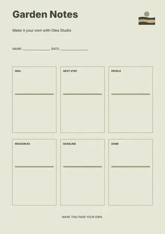 Garden Notes · Spectrum 3 planner template
