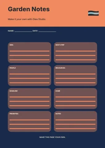 Garden Notes · Typographic planner template