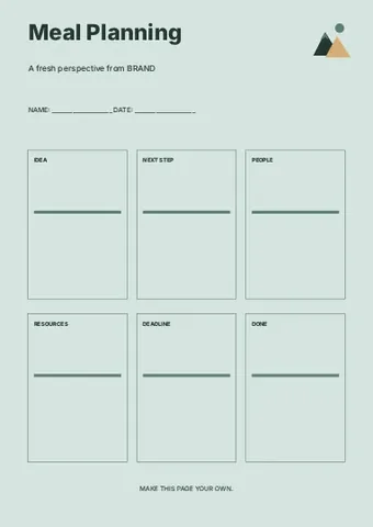 Meal Planning · Column planner template