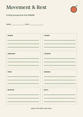 Movement & Rest · Contour planner template