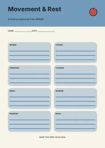 Movement & Rest · Duotone planner template