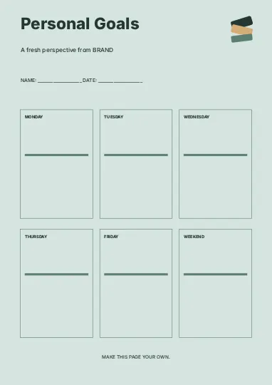 Personal Goals · Column planner template