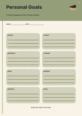 Personal Goals · Medallion 2 planner template