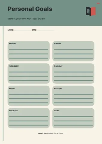 Personal Goals · Medallion planner template