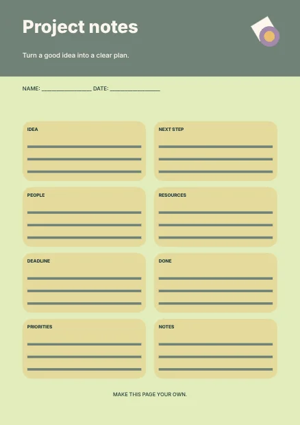 Project notes · Geometric planner template