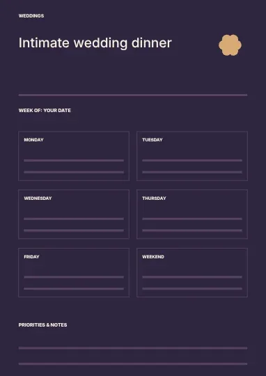 Intimate wedding dinner · Editorial planner template