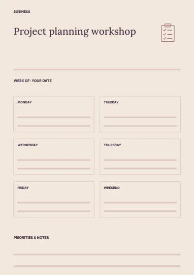 Project planning workshop · Editorial planner template