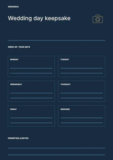 Wedding day keepsake · Editorial planner template