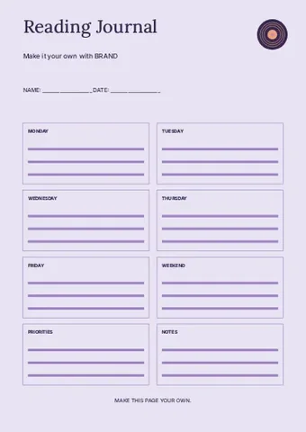 Reading Journal · Stencil planner template