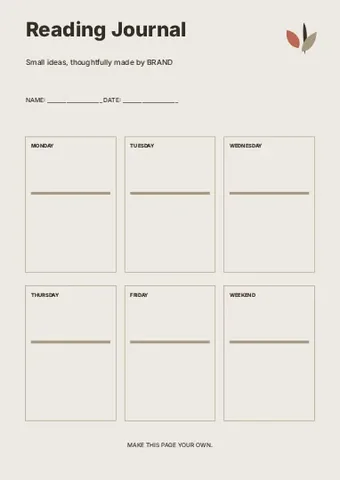 Reading Journal · Column planner template