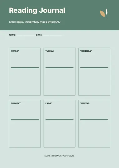 Reading Journal · Orbit planner template