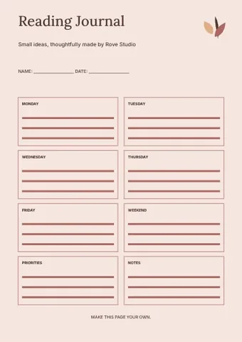 Reading Journal · Stencil 2 planner template