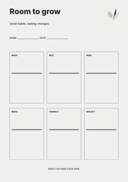 Room to grow · Monochrome planner template