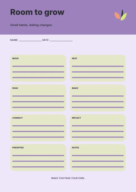 Room to grow · Playful planner template