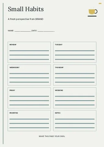 Small Habits · Linework planner template