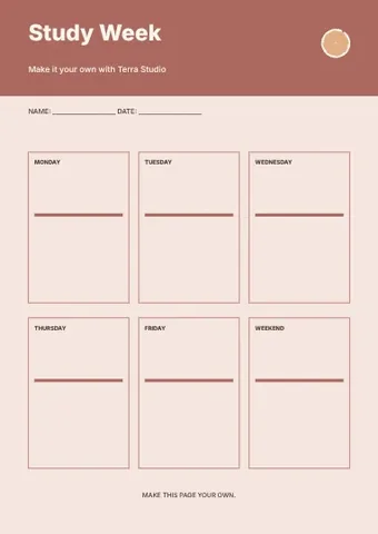 Study Week · Orbit planner template