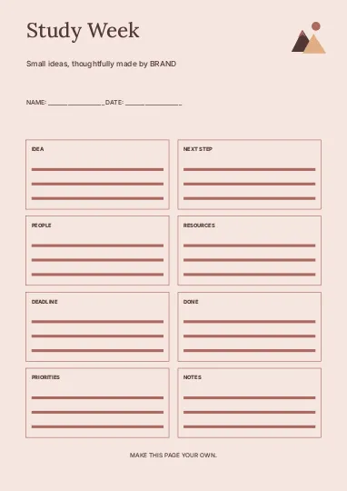 Study Week · Stencil planner template