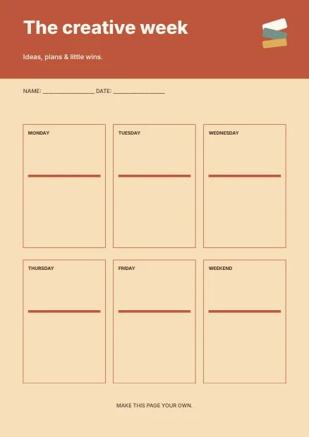 The creative week · Retro planner template