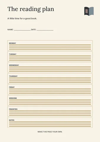 The reading plan · Elegant planner template