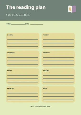 The reading plan · Geometric planner template